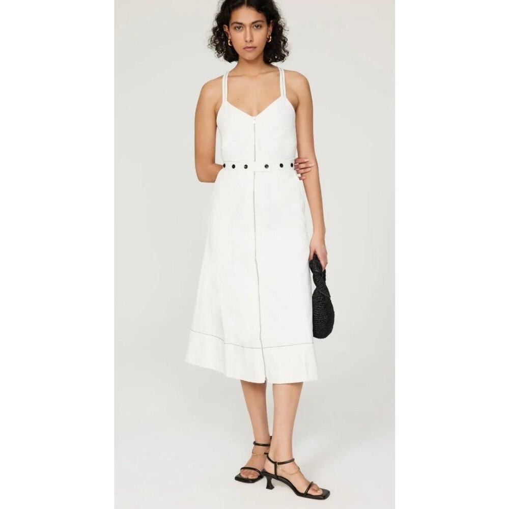 Rent the runway sz 4 proenza schouler solid white zipper down front sundress